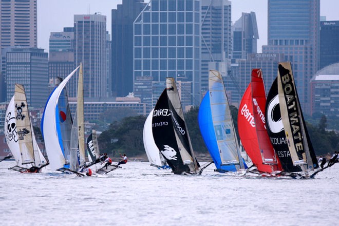 Spinnaker run to bottom mark - Winning Appliances JJ Giltinan Championship - Race 5 &copy; Frank Quealey /Australian 18 Footers League http://www.18footers.com.au